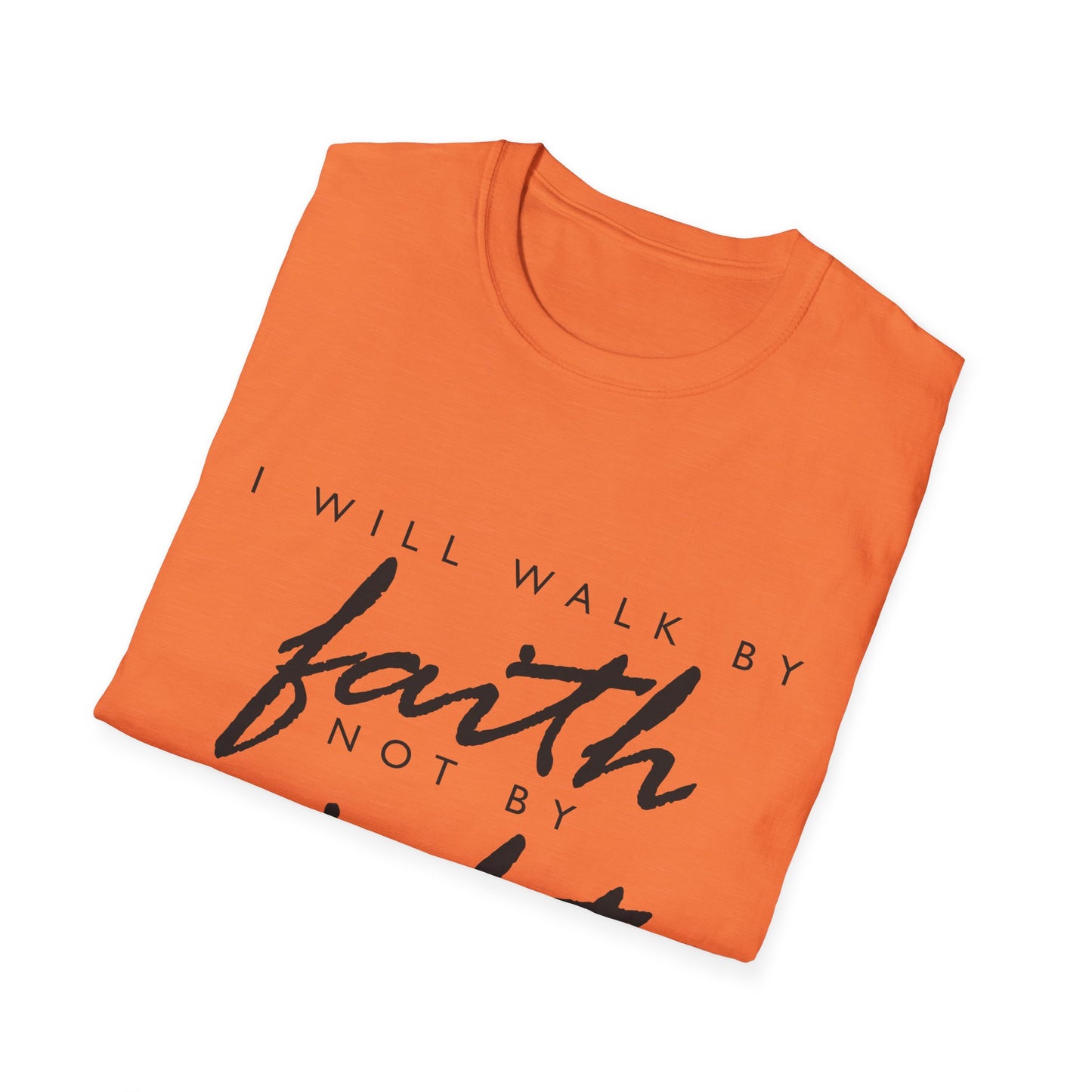 Inspirational Faith T-Shirt - Walk by Faith Not by Sight - Unisex Softstyle Tee