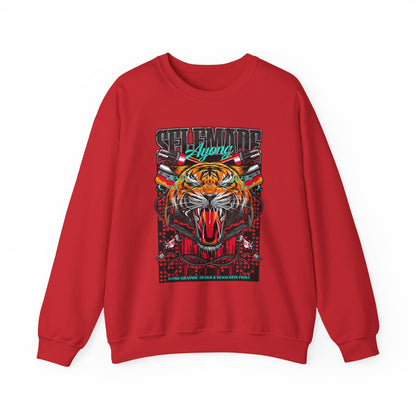 Crewneck Sweatshirt — Bold Roaring Tiger Graphic with 'Ayoung' Ribbon