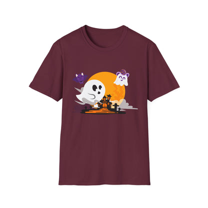 Halloween Ghost T-Shirt, Unisex Softstyle Tee, Spooky Season Shirt, Halloween Costume Top, Fall Festival Apparel