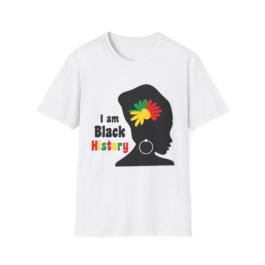 I Am Black History Unisex Softstyle T-Shirt | Black History Month Gift, Empowerment Shirt, Cultural Pride Tee, Education Awareness