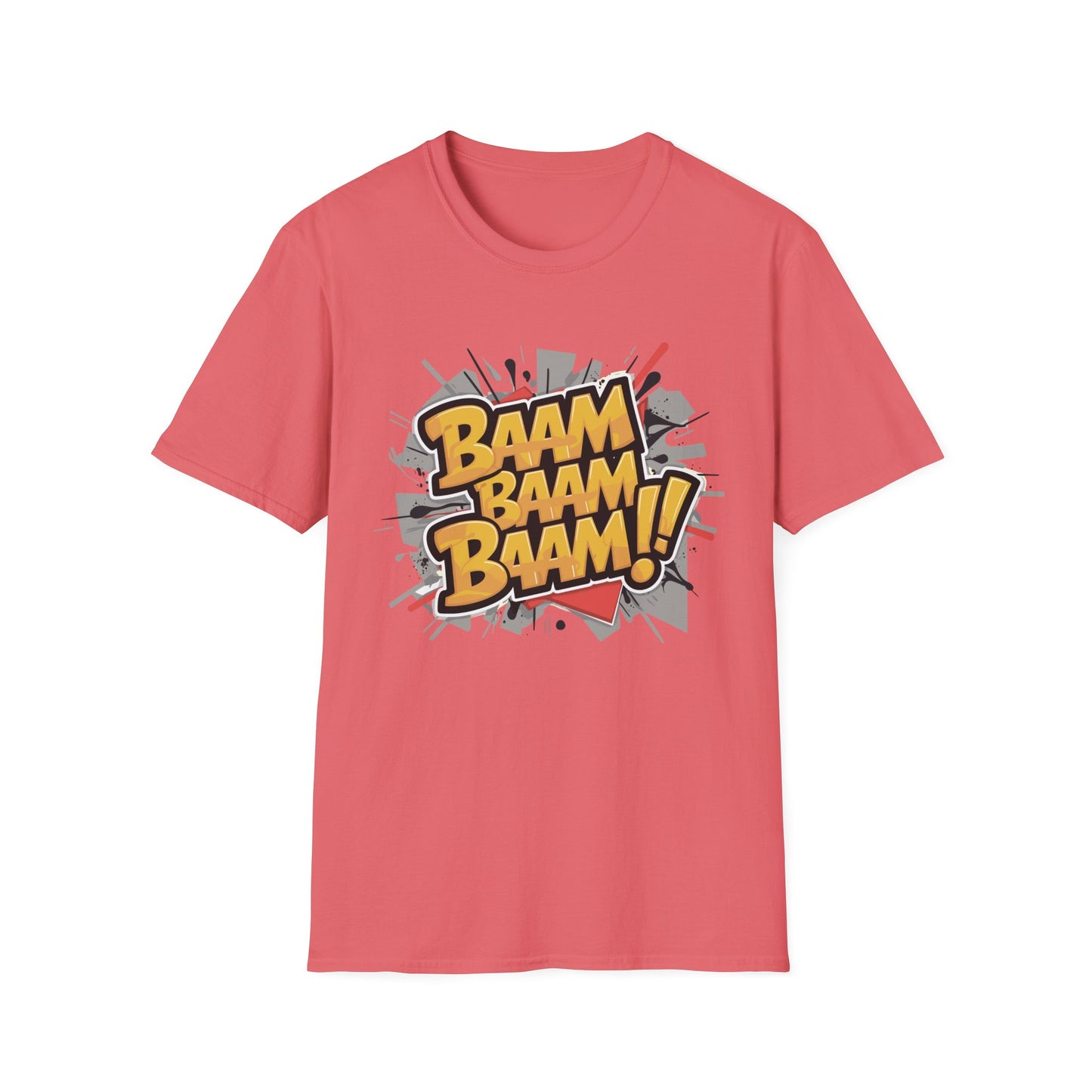 Bam Bam Bam Unisex Softstyle T-Shirt | Fun Graphic Tee for Casual Wear, Gift for Friends, Comic Fans, Birthday, Everyday Style