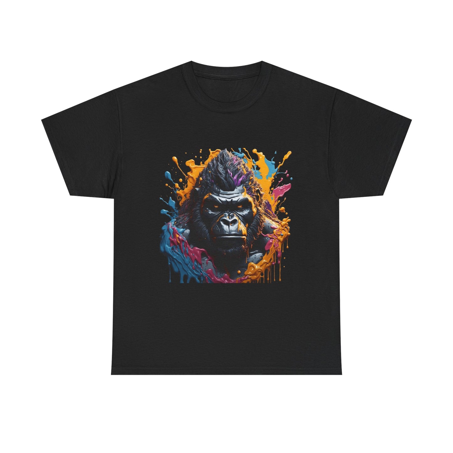 Colorful Gorilla Art Unisex Heavy Cotton Tee - Bold Graphic Tee for Animal Lovers