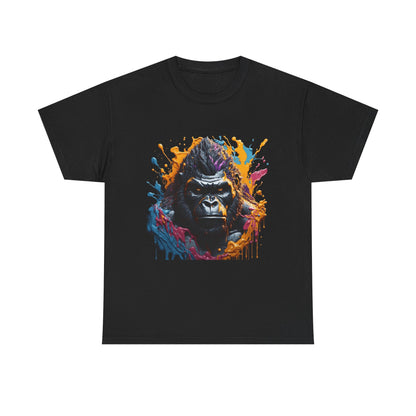 Colorful Gorilla Art Unisex Heavy Cotton Tee - Bold Graphic Tee for Animal Lovers