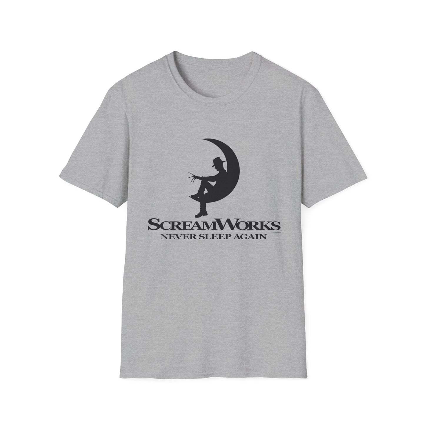 ScreamWorks Unisex Softstyle T-Shirt, Halloween Costume Shirt, Graphic Tee, Sleepover Wear, Spooky Gift Idea