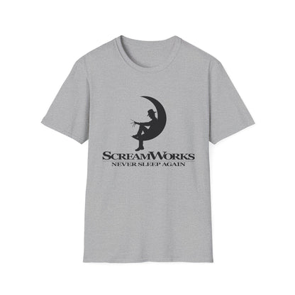 ScreamWorks Unisex Softstyle T-Shirt, Halloween Costume Shirt, Graphic Tee, Sleepover Wear, Spooky Gift Idea