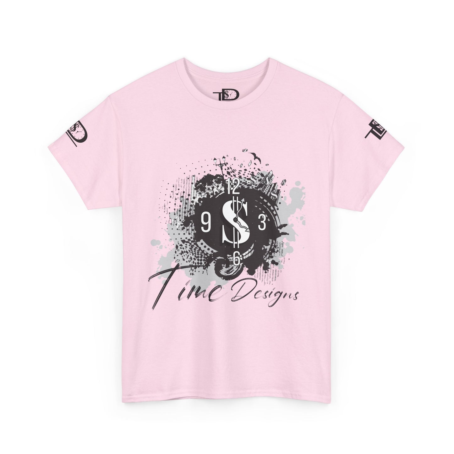 Unisex Heavy Cotton Tee - Time Designs Dollar Clock Graphic T-Shirt