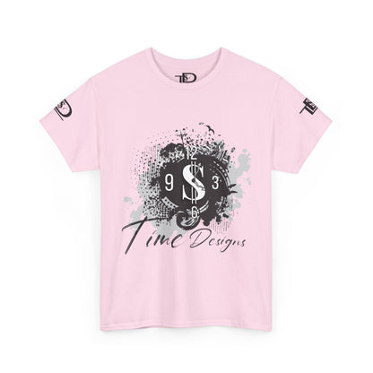 Unisex Heavy Cotton Tee - Time Designs Dollar Clock Graphic T-Shirt