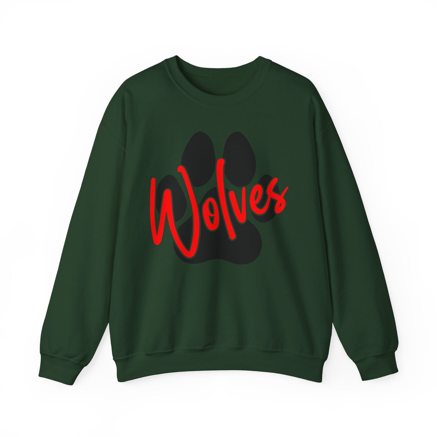 Wolves Paw Crewneck Sweatshirt — Red Script School Spirit