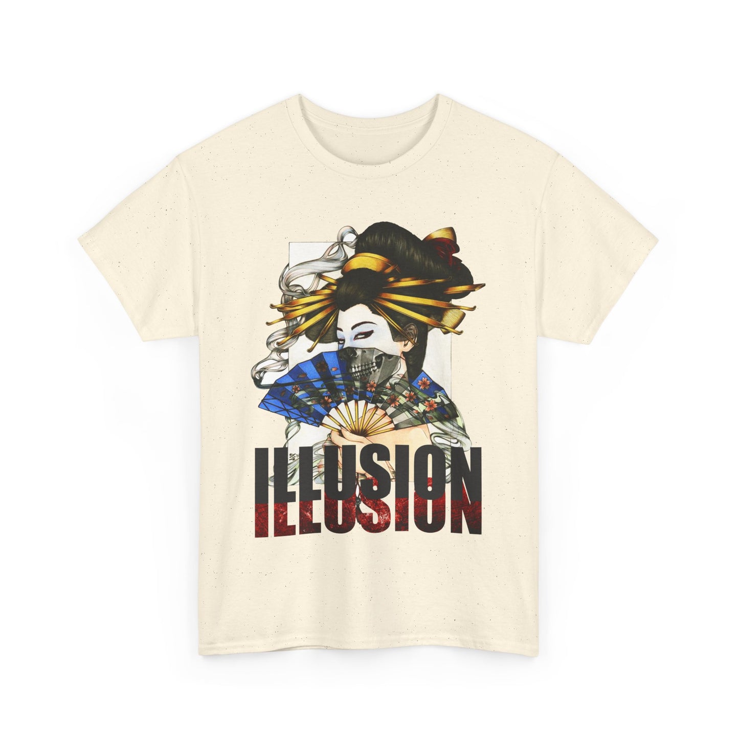 Unisex Heavy Cotton Tee - Illusion Design - Artistic Fan Graphic Tee for Casual Wear