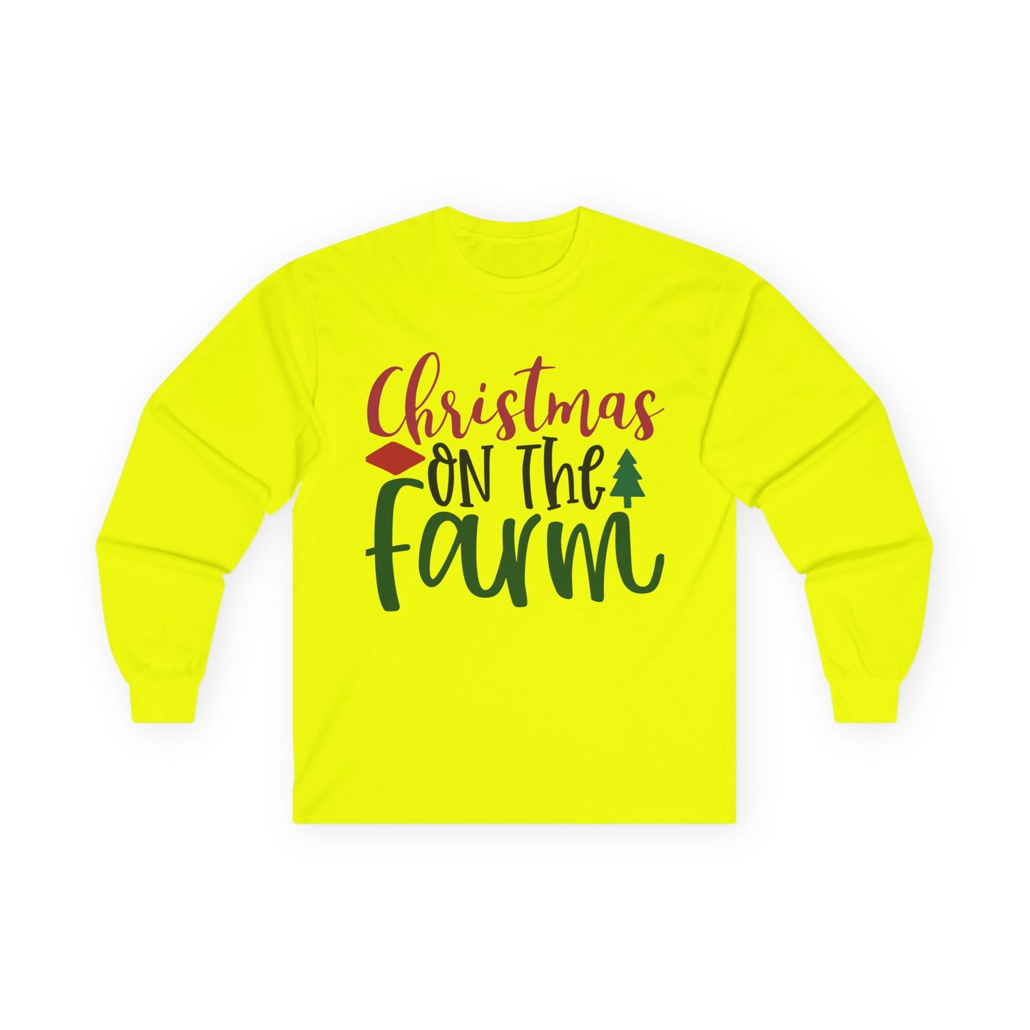 Christmas On The Farm Long Sleeve Tee, Holiday Shirt, Unisex Cotton Tee, Christmas Apparel, Farmhouse Style Shirt, Gift for Him/Her