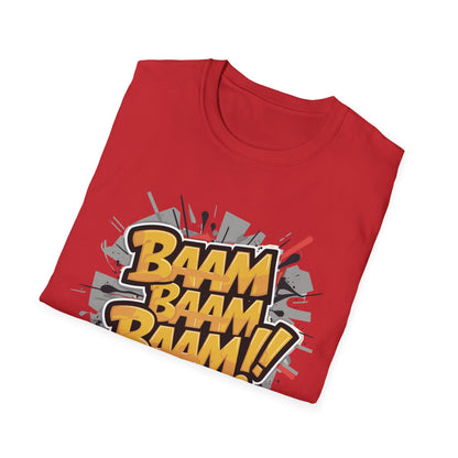 Bam Bam Bam Unisex Softstyle T-Shirt | Fun Graphic Tee for Casual Wear, Gift for Friends, Comic Fans, Birthday, Everyday Style