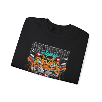 Crewneck Sweatshirt — Bold Roaring Tiger Graphic with 'Ayoung' Ribbon