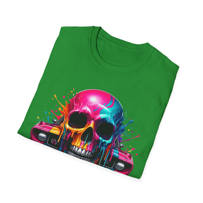 Vibrant Skull & Car Unisex Softstyle T-Shirt