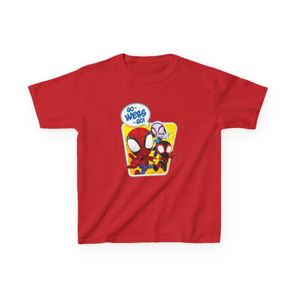 Spiderman Kids Heavy Cotton Tee - Playful Superhero Shirt for Young Fans