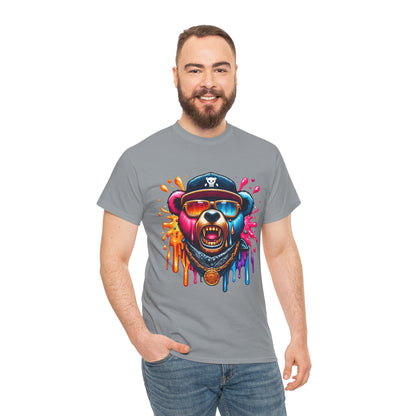 Vibrant Bear Graphic Unisex Heavy Cotton Tee - Casual Streetwear for Everyday Style