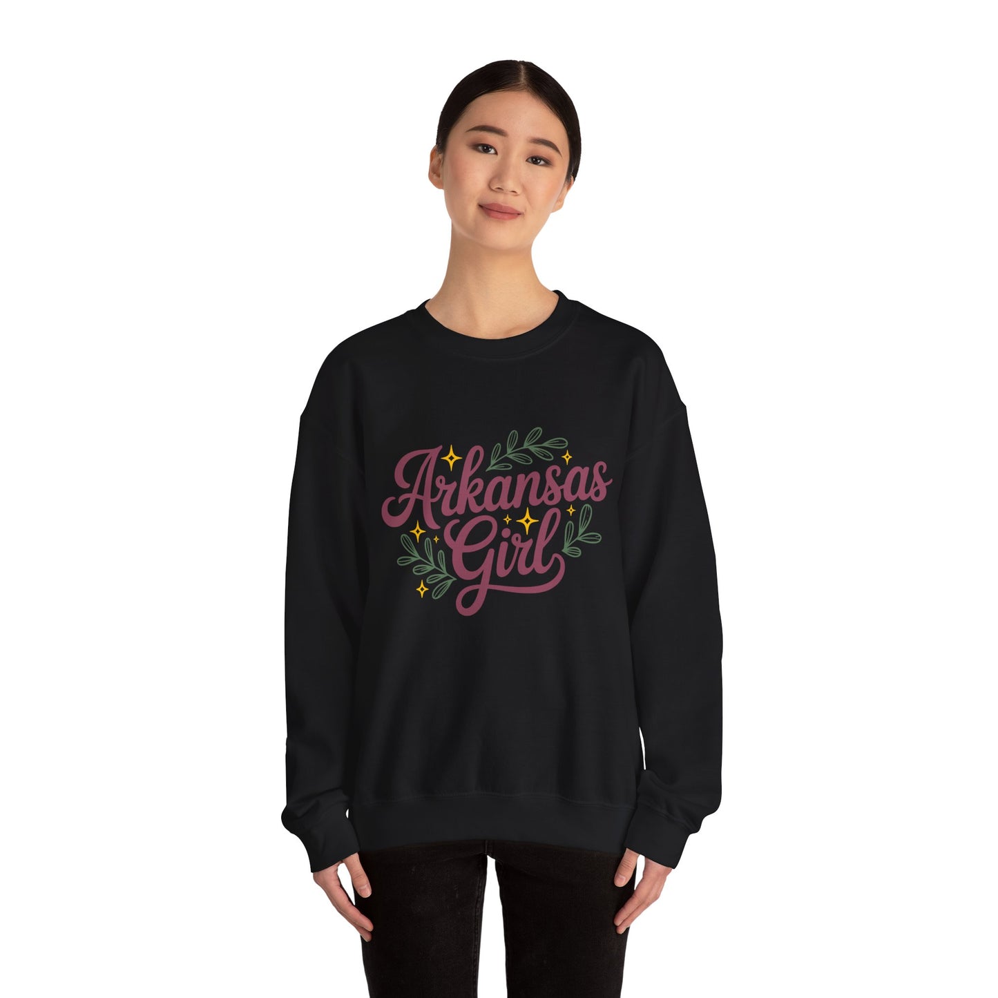 Sweatshirt — "Arkansas Girl" Floral Crewneck