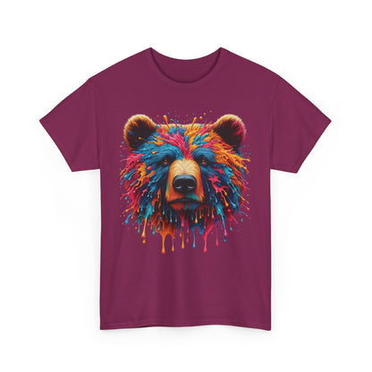 Colorful Bear Art Unisex Heavy Cotton Tee - Vibrant Graphic T-Shirt for Nature Lovers