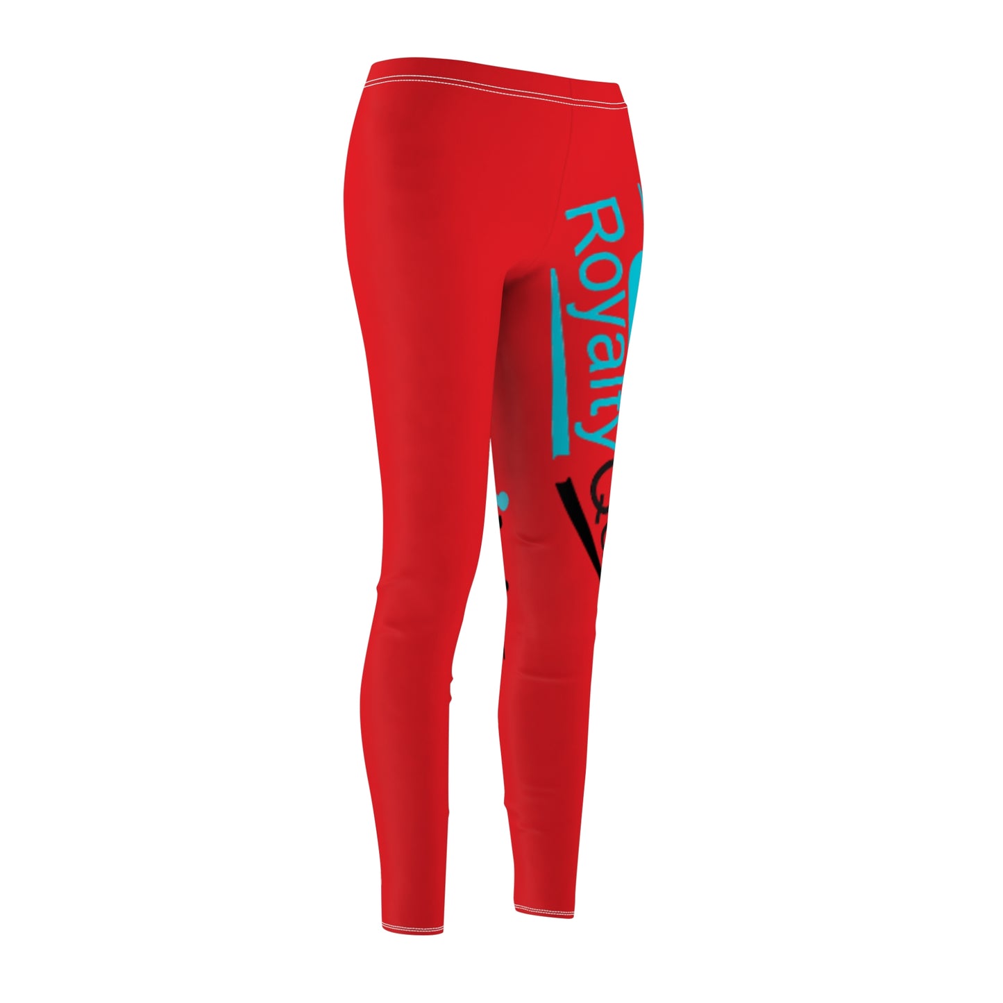 Royalty Queen Casual Leggings for Women - Bold Red and Aqua Design