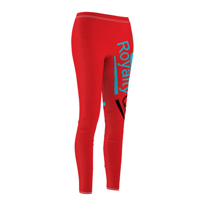 Royalty Queen Casual Leggings for Women - Bold Red and Aqua Design