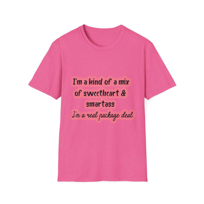 Funny Quote Unisex Softstyle T-Shirt - "I'm a mix of sweetheart & smartass"