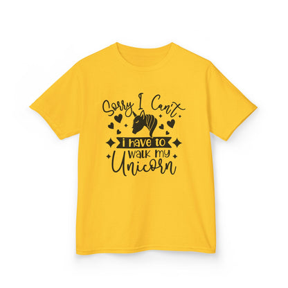 Funny Kids Unicorn Tee - "Sorry I Can't, I Have to Walk My Unicorn"