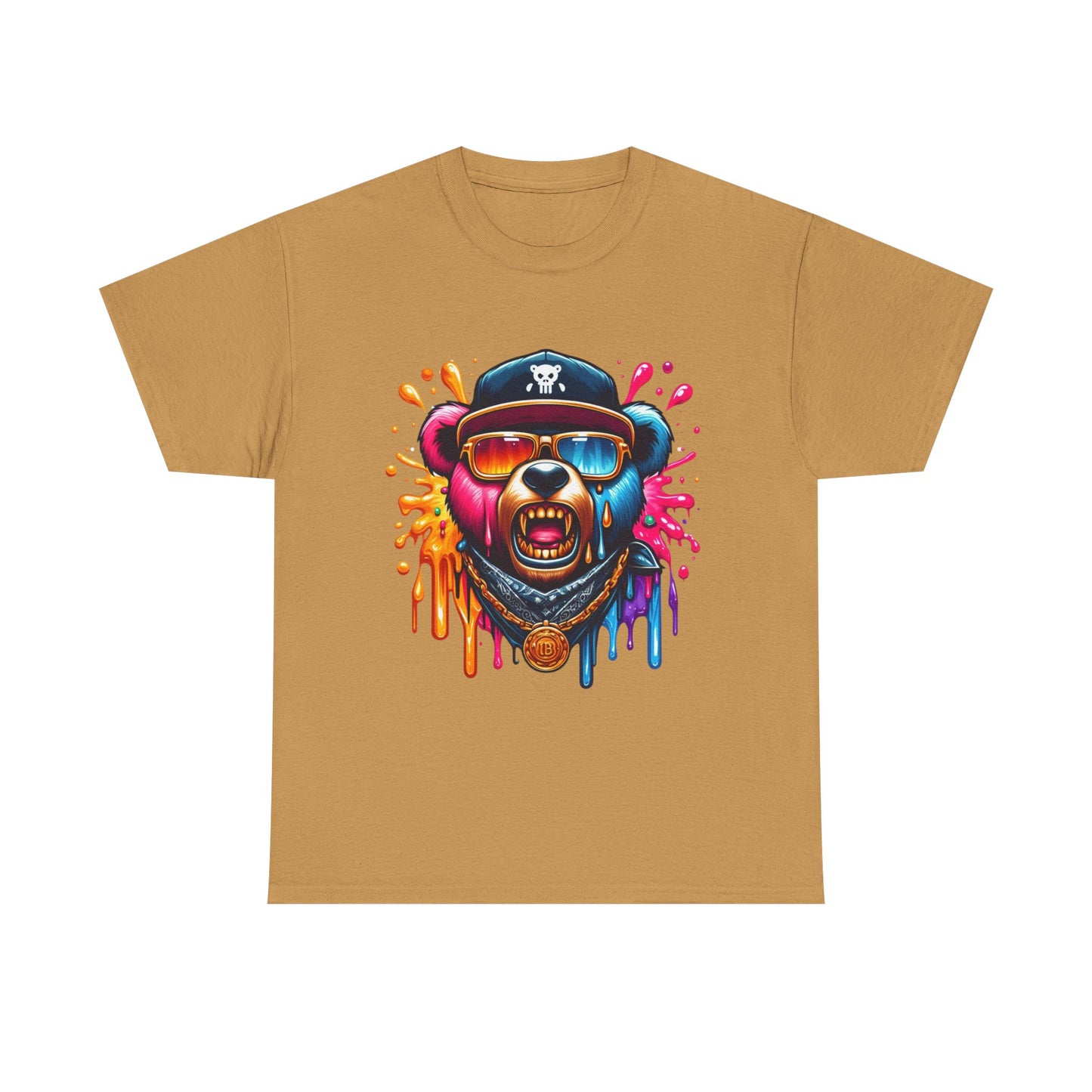 Vibrant Bear Graphic Unisex Heavy Cotton Tee - Casual Streetwear for Everyday Style