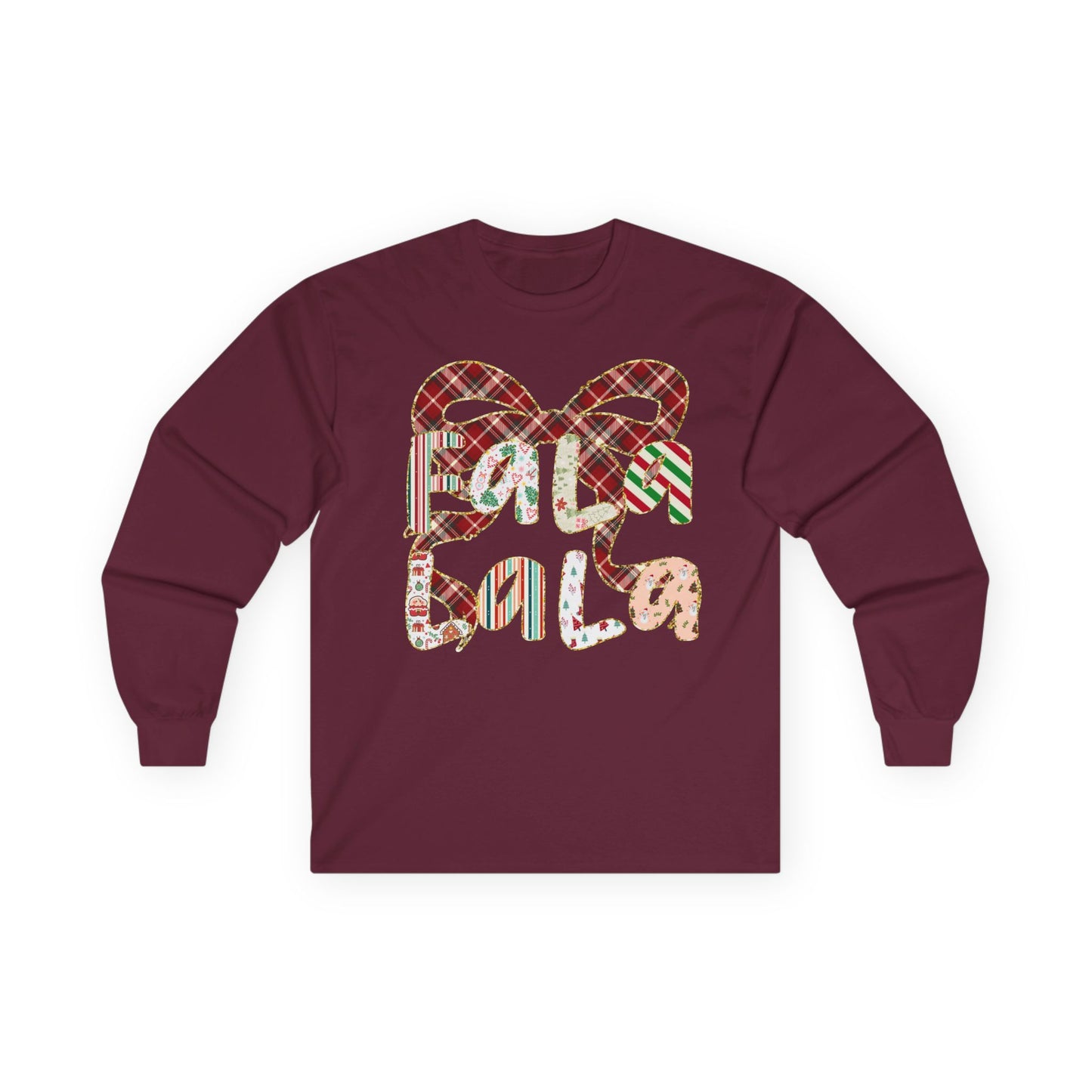 Long Sleeve Tee — Retro Plaid ‘Be Mine’ Valentine Heart Graphic