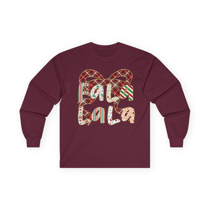 Long Sleeve Tee — Retro Plaid ‘Be Mine’ Valentine Heart Graphic