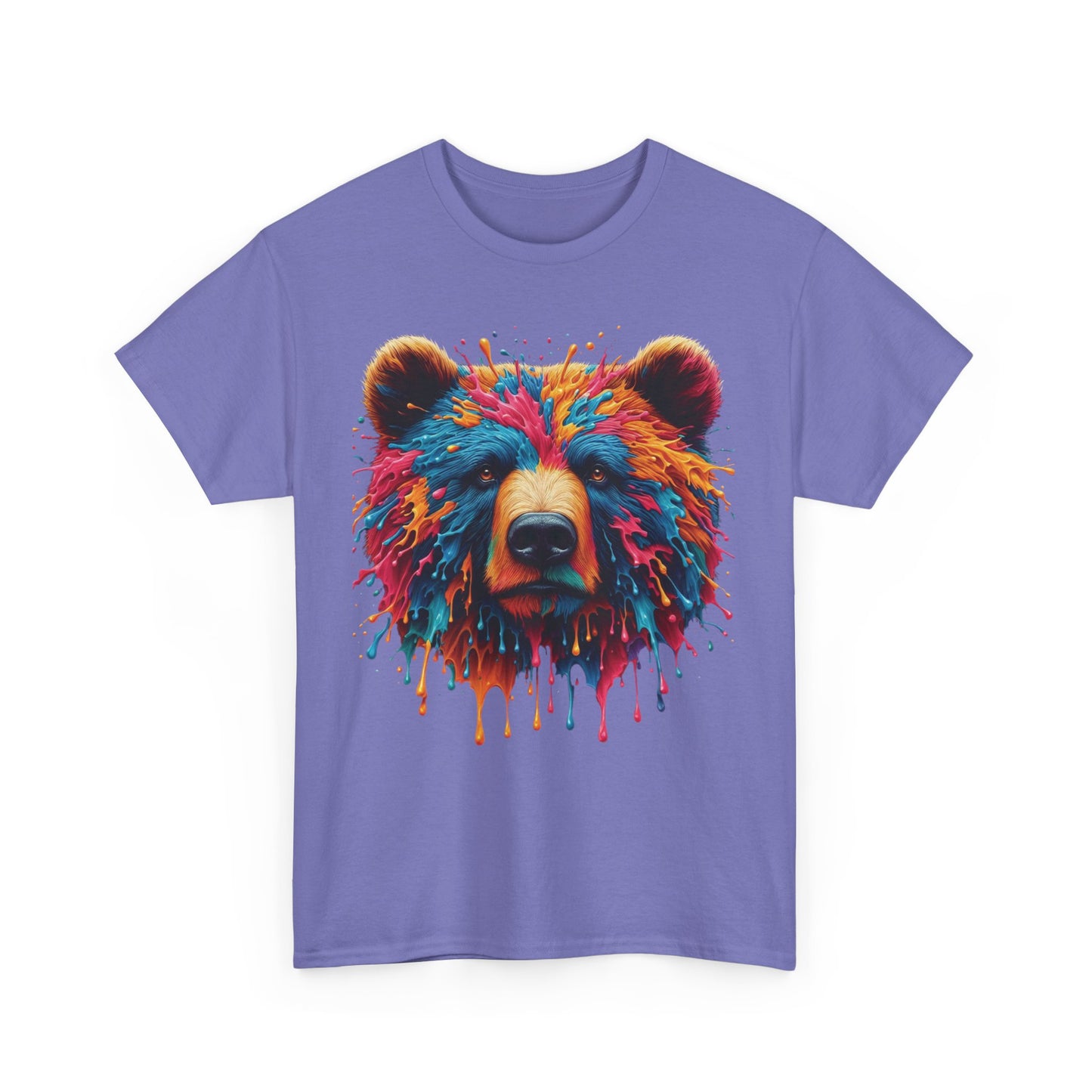 Colorful Bear Art Unisex Heavy Cotton Tee - Vibrant Graphic T-Shirt for Nature Lovers