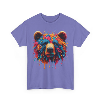Colorful Bear Art Unisex Heavy Cotton Tee - Vibrant Graphic T-Shirt for Nature Lovers