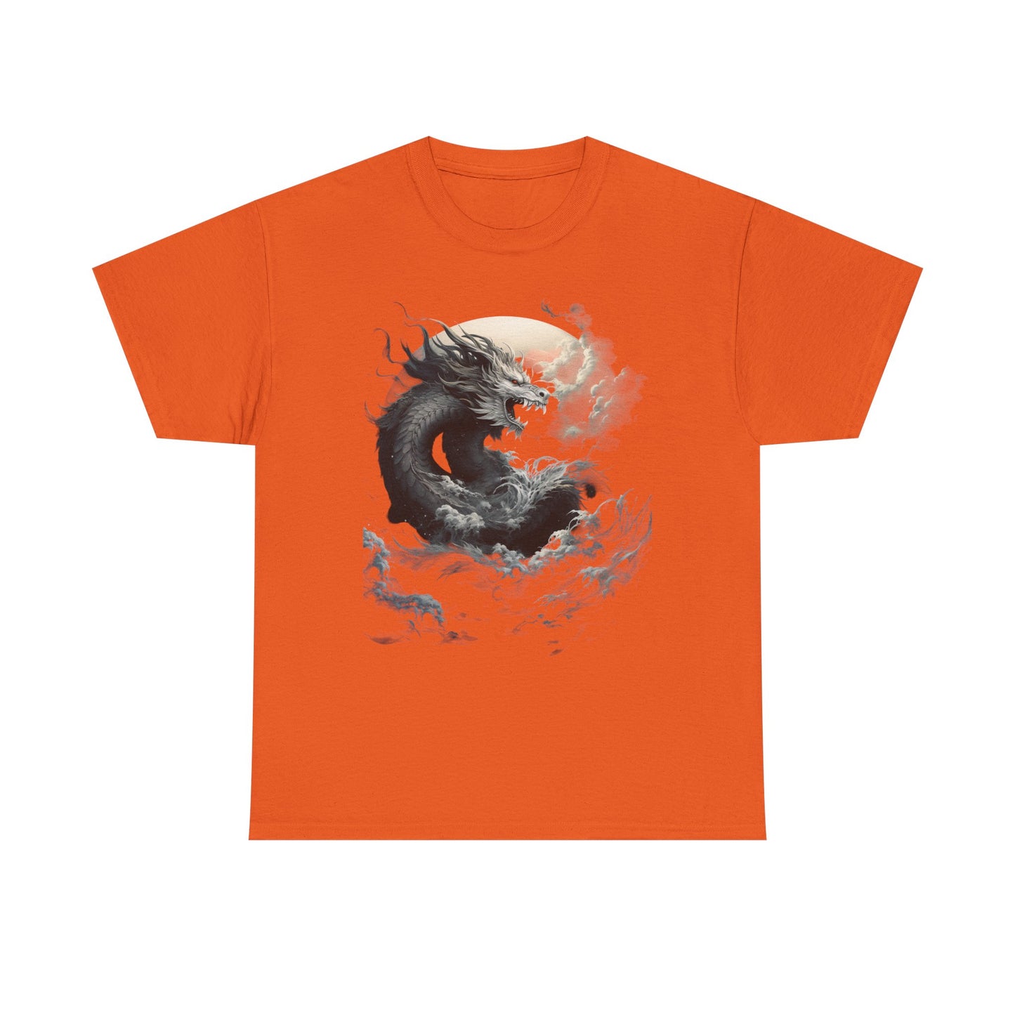 Dragon Moon Unisex Heavy Cotton Tee - Mystical Night Sky Apparel