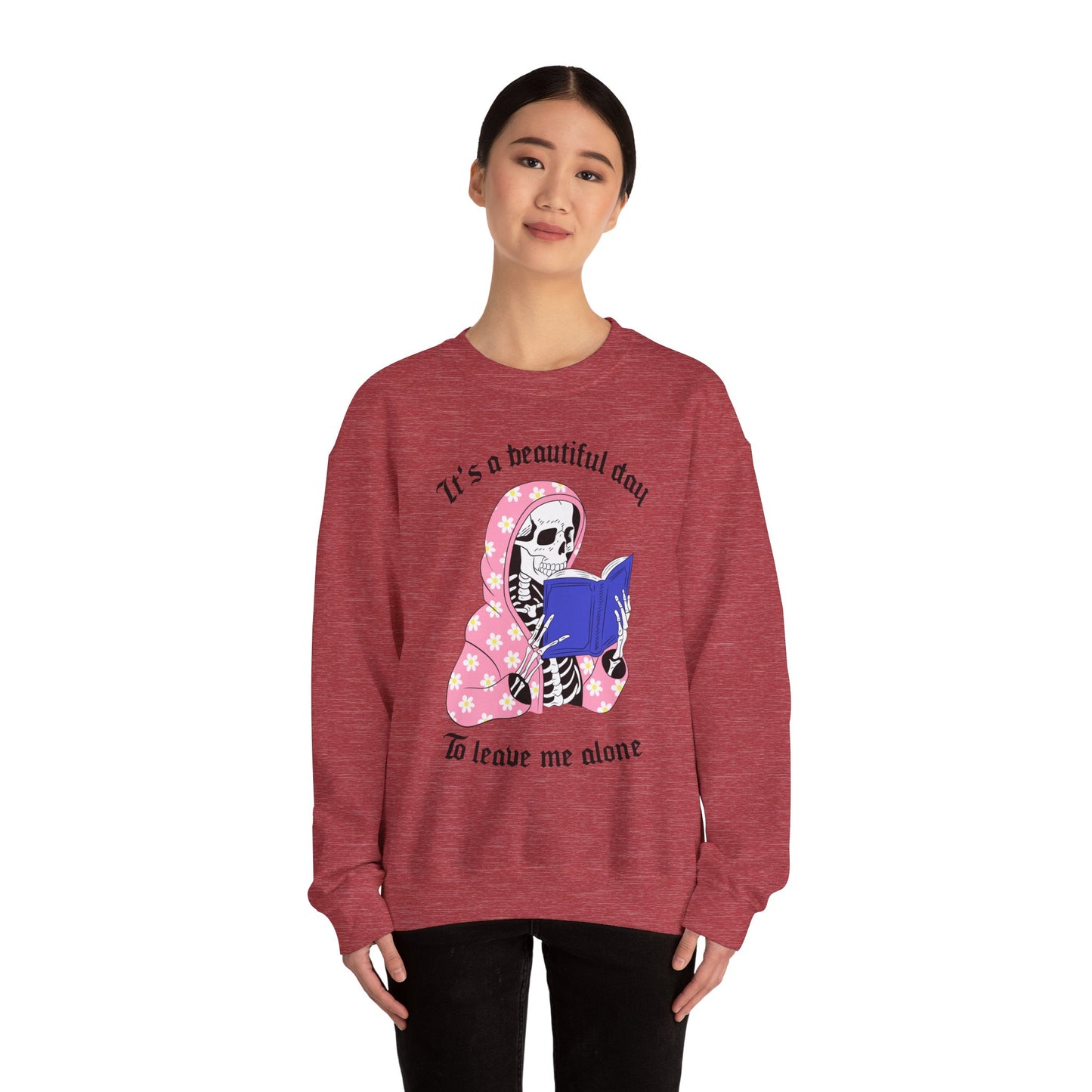 Unisex Heavy Blend™ Crewneck Sweatshirt - "It's a Beautiful Day to Leave Me Alone" Cozy Graphic
