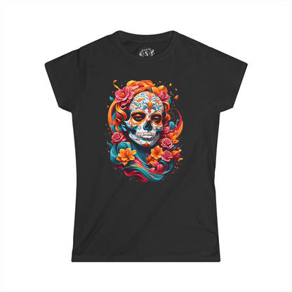 Colorful Day of the Dead Skull Women's Tee - Festival & Celebration Shirt