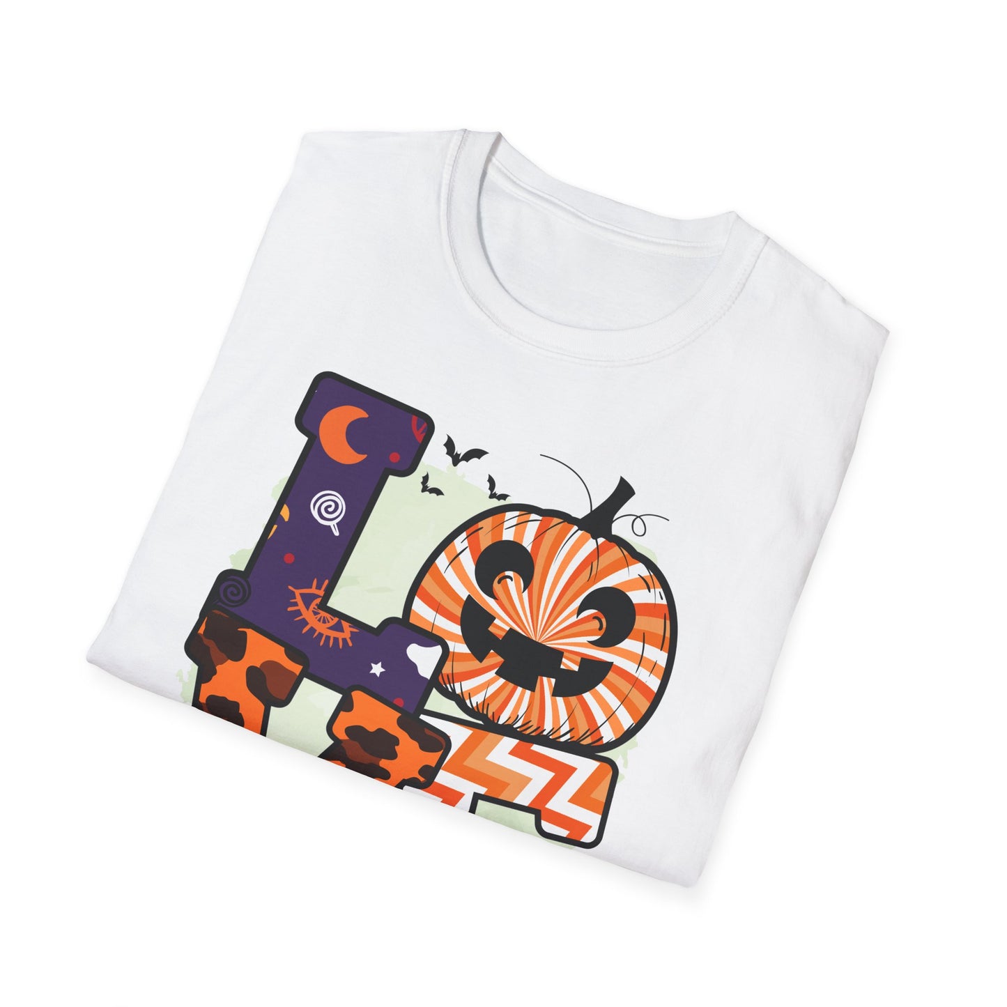 Halloween Love T-Shirt | Unisex Softstyle Tee for Fall | Spooky Season Apparel | Cute Halloween Shirt | Gift for Ghost Lovers