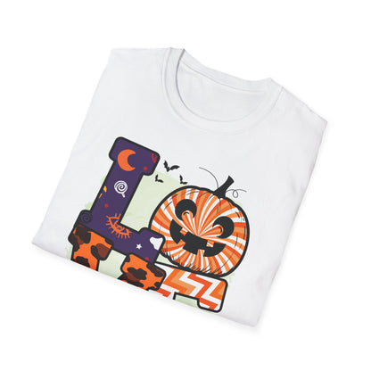 Halloween Love T-Shirt | Unisex Softstyle Tee for Fall | Spooky Season Apparel | Cute Halloween Shirt | Gift for Ghost Lovers