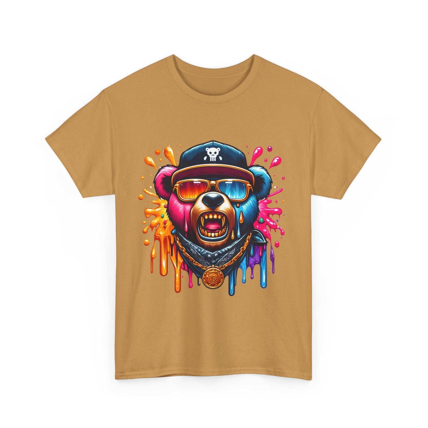 Vibrant Bear Graphic Unisex Heavy Cotton Tee - Casual Streetwear for Everyday Style