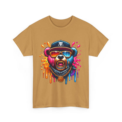 Vibrant Bear Graphic Unisex Heavy Cotton Tee - Casual Streetwear for Everyday Style