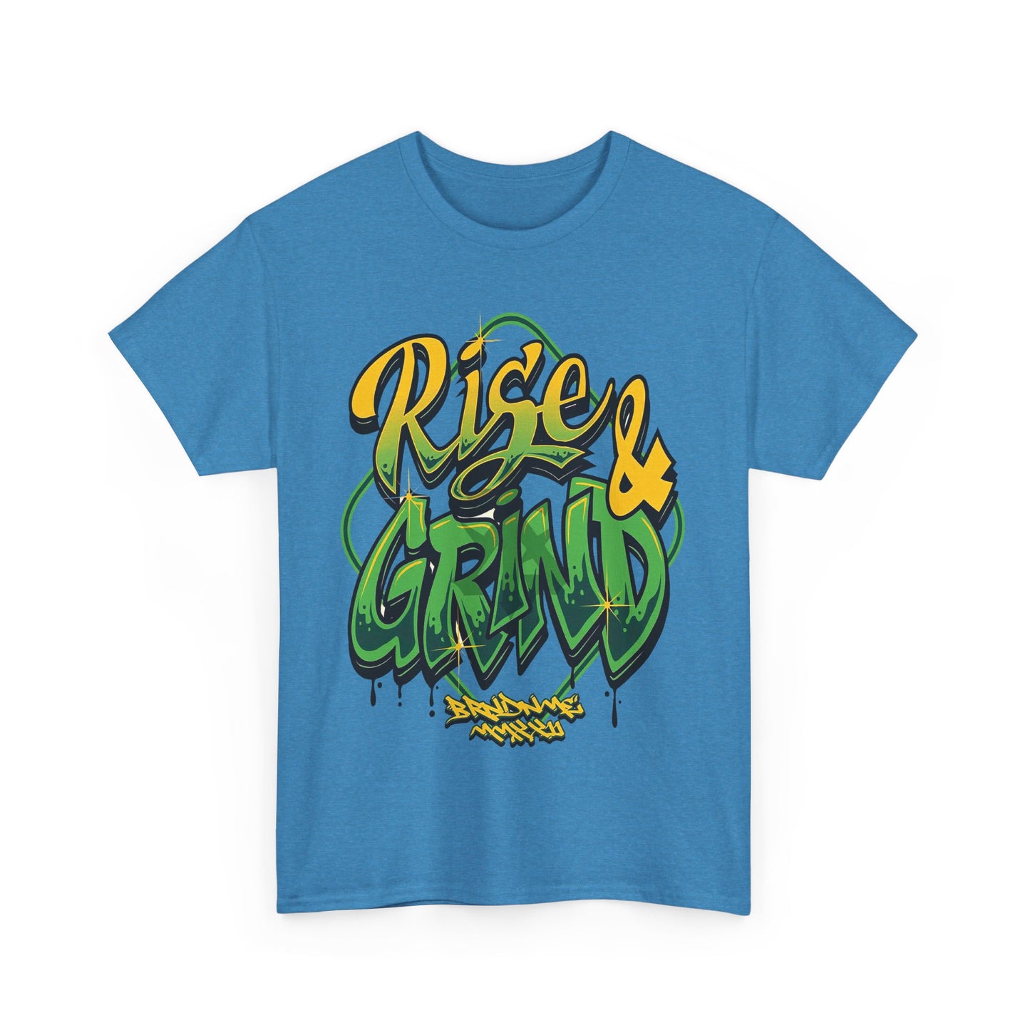 Rise & Grind Unisex Heavy Cotton Tee - Bold Graffiti Style Motivational T-Shirt