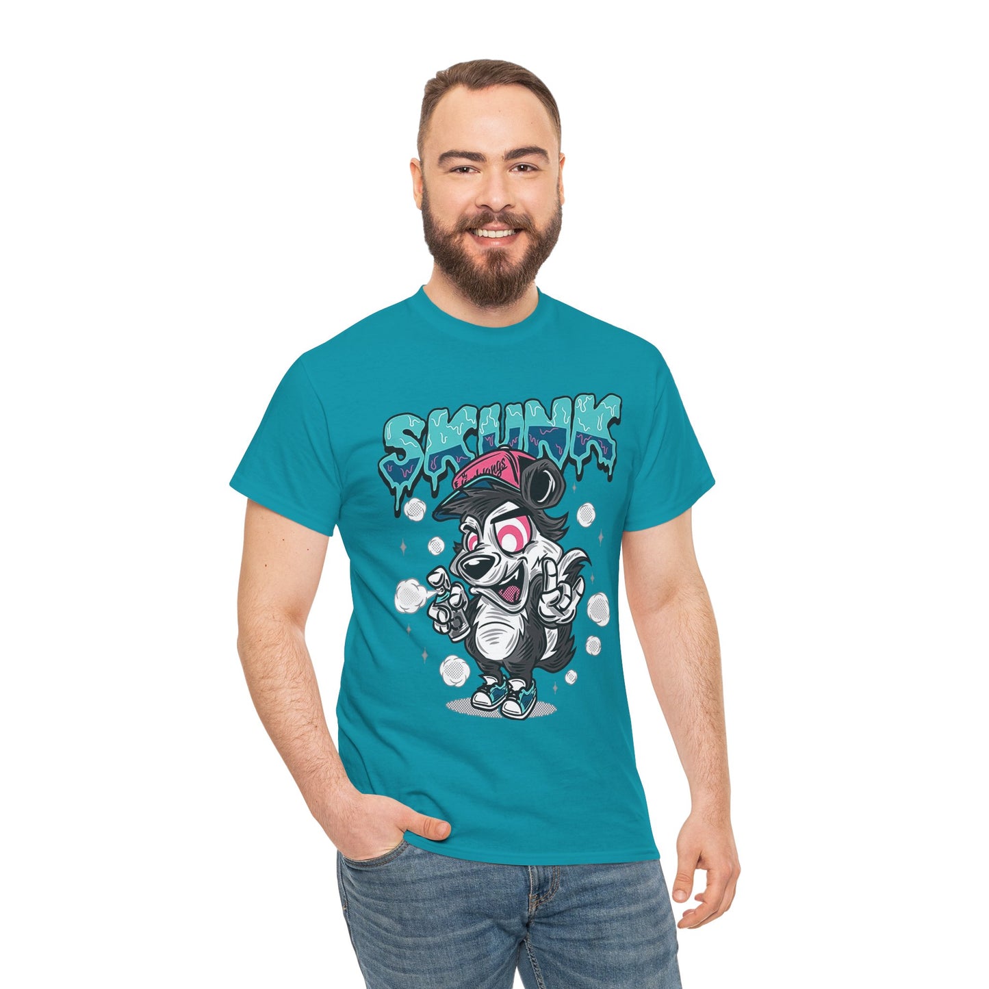 Cool Cartoon Graphic Tee - 'Skunk' Design, Unisex Heavy Cotton T-Shirt