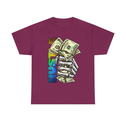 Unisex Heavy Cotton Tee - 'Hustle' Graphic Tee with Money Design