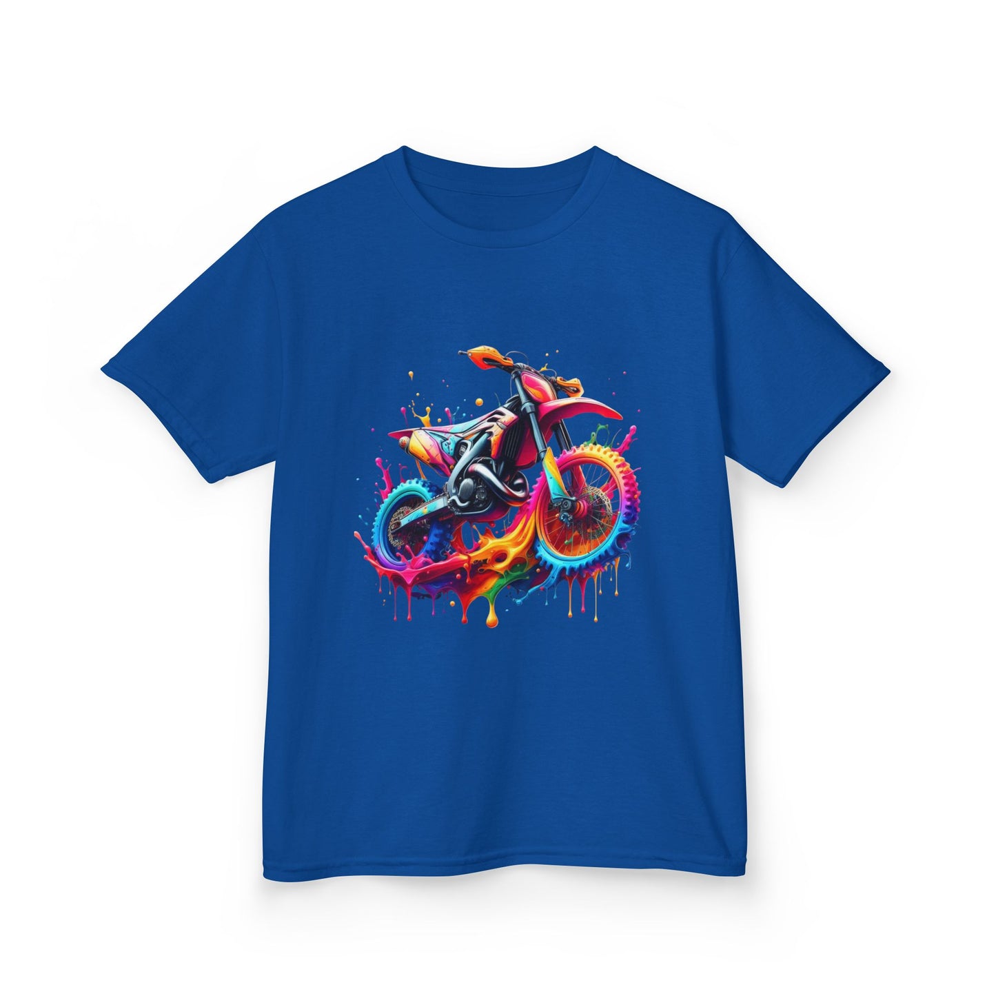 Kids' Motorcycle Graphic Tee - Vibrant Splash Design