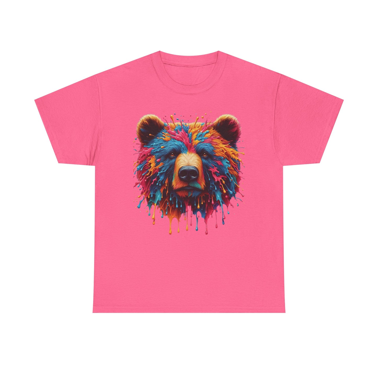 Colorful Bear Art Unisex Heavy Cotton Tee - Vibrant Graphic T-Shirt for Nature Lovers