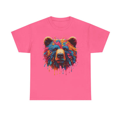Colorful Bear Art Unisex Heavy Cotton Tee - Vibrant Graphic T-Shirt for Nature Lovers