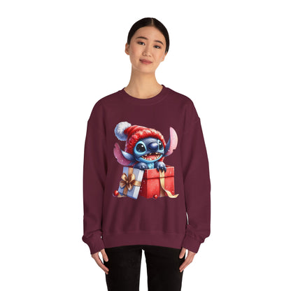 Christmas Stitch Sweatshirt – Cute Stitch in Santa Hat with Holiday Gifts