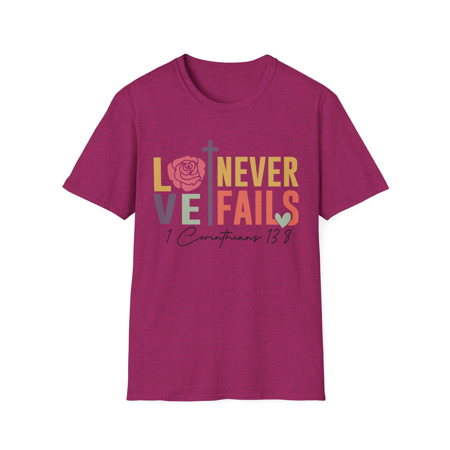 Faith-Inspired Unisex T-Shirt - "Love Never Fails" - Christian Apparel, Gift for Friends, Inspirational Wear, Bible Verse Tee