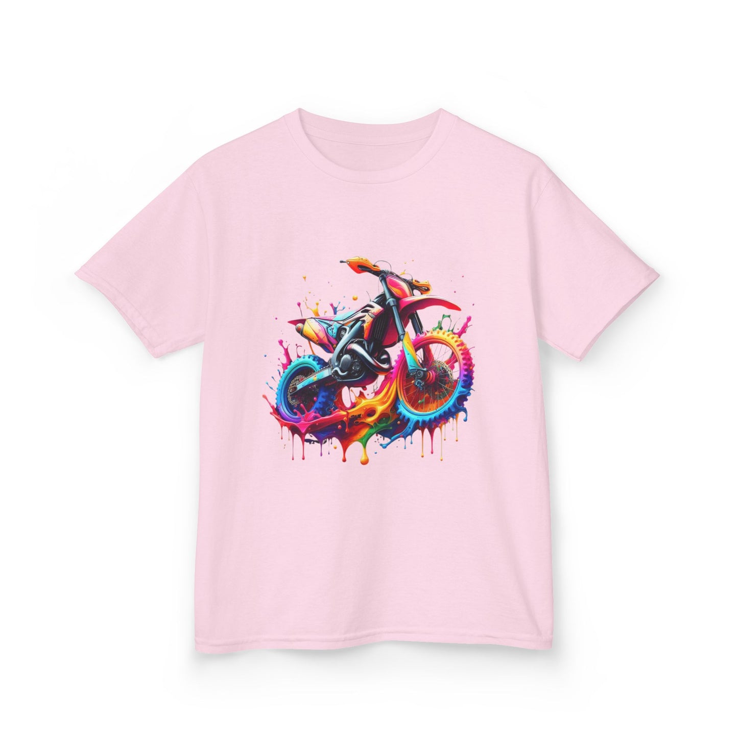Kids' Motorcycle Graphic Tee - Vibrant Splash Design