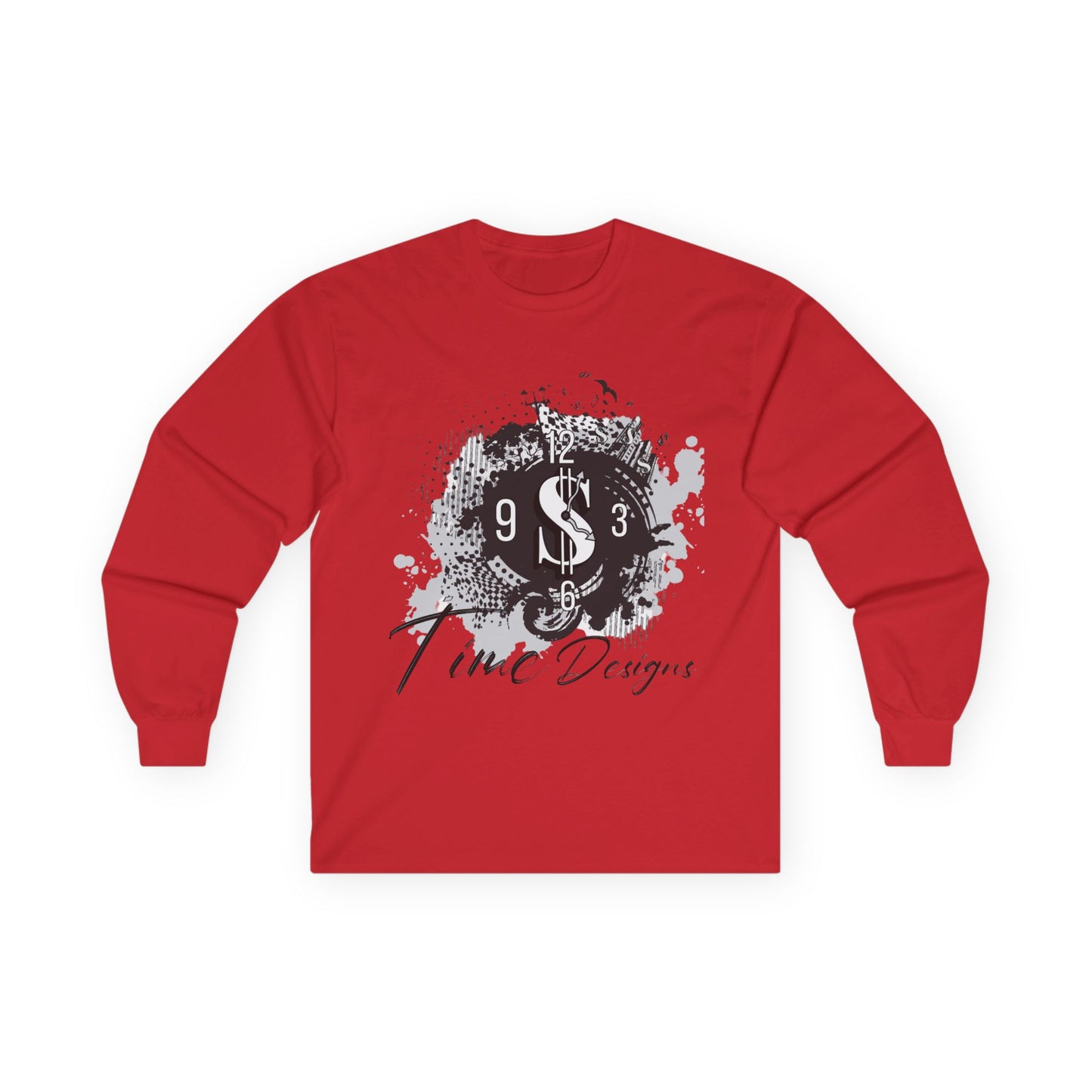 Stylish Unisex Long Sleeve Tee - Time Design with Dollar Sign