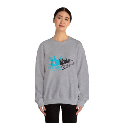 Crewneck Sweatshirt - "Royalty Queens" Crown Logo Graphic (Blue & Black)