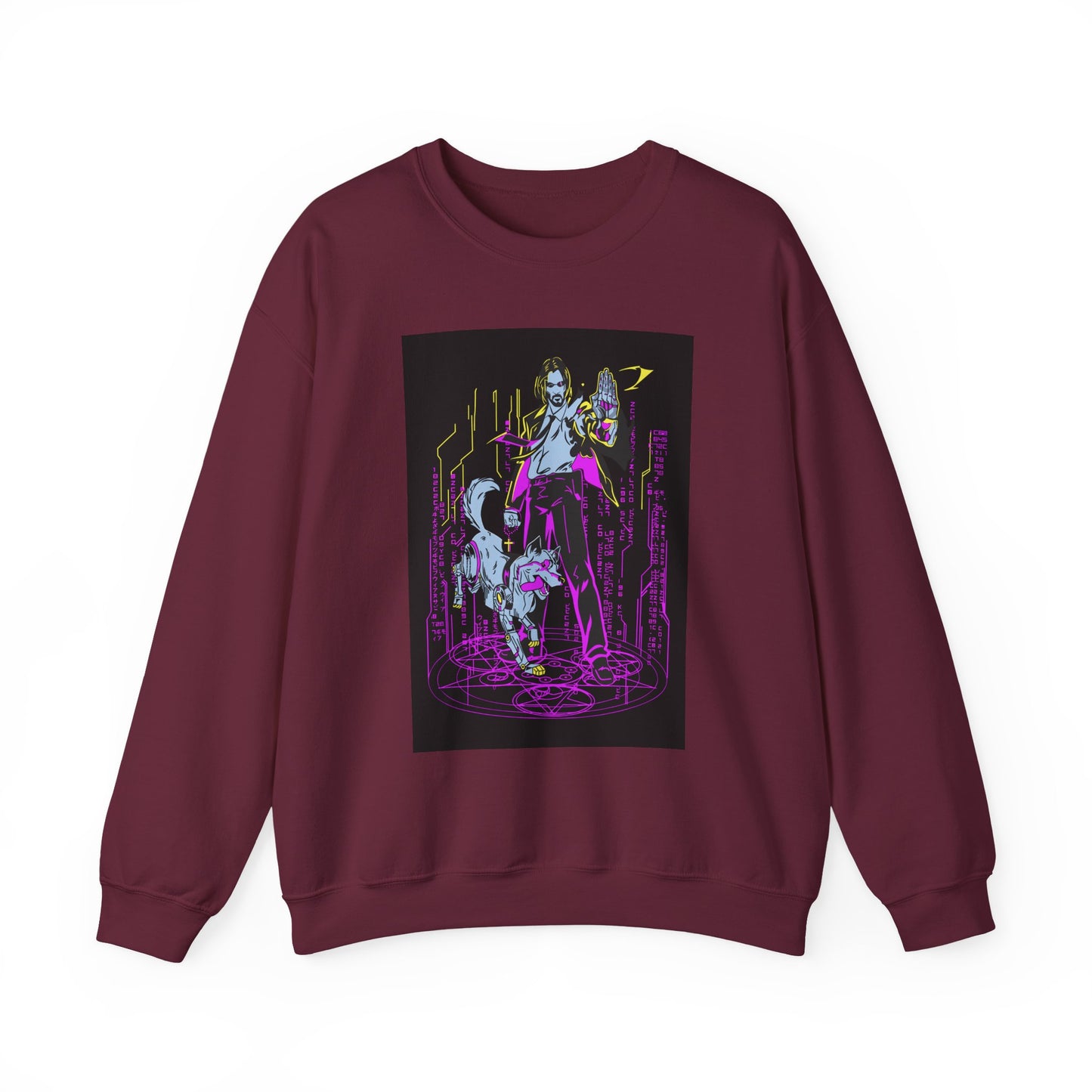 Crewneck Sweatshirt — Neon Cyberpunk Samurai Graphic