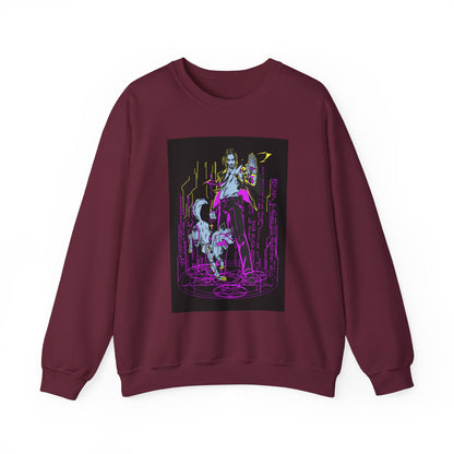Crewneck Sweatshirt — Neon Cyberpunk Samurai Graphic